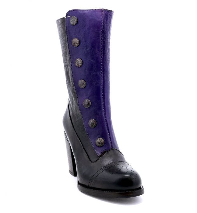 (image for) Amelia Leather Tall Boots Black & Purple Poison Rustic